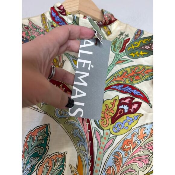 NWT Alemais High Neck Long Puff Sleeves Buttoned Cuffs Ivy Gown Cream Size: 2 - Picture 5 of 8